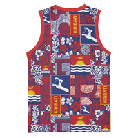 Kiribati Tekeraoi n te Kiritimati Basketball Jersey Pacific Patchwork Xmas Vibes - Polynesian Pride
