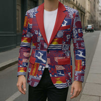 Kiribati Tekeraoi n te Kiritimati Blazer Pacific Patchwork Xmas Vibes - Polynesian Pride