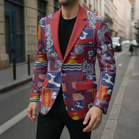 Kiribati Tekeraoi n te Kiritimati Blazer Pacific Patchwork Xmas Vibes - Polynesian Pride
