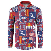 Kiribati Tekeraoi n te Kiritimati Button Sweatshirt Pacific Patchwork Xmas Vibes - Polynesian Pride