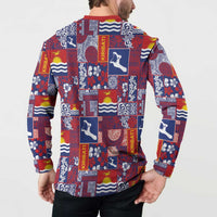 Kiribati Tekeraoi n te Kiritimati Button Sweatshirt Pacific Patchwork Xmas Vibes - Polynesian Pride