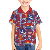 Kiribati Tekeraoi n te Kiritimati Family Matching Long Sleeve Bodycon Dress and Hawaiian Shirt Pacific Patchwork Xmas Vibes LT9 Son's Shirt Red - Polynesian Pride