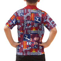 Kiribati Tekeraoi n te Kiritimati Family Matching Off Shoulder Maxi Dress and Hawaiian Shirt Pacific Patchwork Xmas Vibes - Polynesian Pride