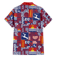 Kiribati Tekeraoi n te Kiritimati Family Matching Off Shoulder Maxi Dress and Hawaiian Shirt Pacific Patchwork Xmas Vibes - Polynesian Pride