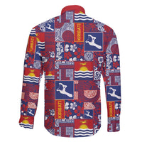 Kiribati Tekeraoi n te Kiritimati Family Matching Off Shoulder Maxi Dress and Hawaiian Shirt Pacific Patchwork Xmas Vibes - Polynesian Pride