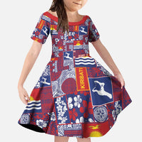 Kiribati Tekeraoi n te Kiritimati Family Matching Summer Maxi Dress and Hawaiian Shirt Pacific Patchwork Xmas Vibes LT9 Daughter's Dress Red - Polynesian Pride