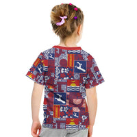 Kiribati Tekeraoi n te Kiritimati Kid T Shirt Pacific Patchwork Xmas Vibes - Polynesian Pride