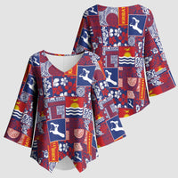 Kiribati Tekeraoi n te Kiritimati Kimono Sleeve Blouse Pacific Patchwork Xmas Vibes - Polynesian Pride