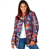 Kiribati Tekeraoi n te Kiritimati Padded Jacket Pacific Patchwork Xmas Vibes - Polynesian Pride