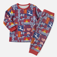 Kiribati Tekeraoi n te Kiritimati Christmas Pajama Set Pacific Patchwork Xmas Vibes - Polynesian Pride