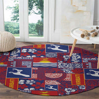 Kiribati Tekeraoi n te Kiritimati Round Carpet Pacific Patchwork Xmas Vibes - Polynesian Pride