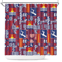 Kiribati Tekeraoi n te Kiritimati Shower Curtain Pacific Patchwork Xmas Vibes - Polynesian Pride