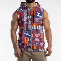 Kiribati Tekeraoi n te Kiritimati Sleeveless Zip Hoodie Pacific Patchwork Xmas Vibes - Polynesian Pride