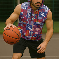 Kiribati Tekeraoi n te Kiritimati Sleeveless Zip Hoodie Pacific Patchwork Xmas Vibes - Polynesian Pride