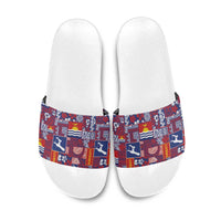 Kiribati Tekeraoi n te Kiritimati Slide Sandals Pacific Patchwork Xmas Vibes - Polynesian Pride