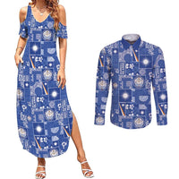 Marshall Islands Merry Christmas Couples Matching Summer Maxi Dress and Long Sleeve Button Shirt Pacific Patchwork Xmas Vibes - Polynesian Pride