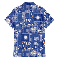 Marshall Islands Merry Christmas Family Matching Off Shoulder Short Dress and Hawaiian Shirt Pacific Patchwork Xmas Vibes - Polynesian Pride