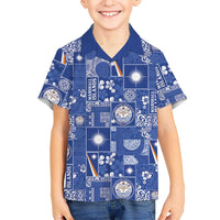 Marshall Islands Merry Christmas Family Matching Off Shoulder Short Dress and Hawaiian Shirt Pacific Patchwork Xmas Vibes - Polynesian Pride