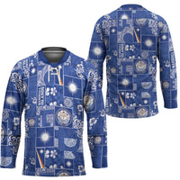 Marshall Islands Merry Christmas Hockey Jersey Pacific Patchwork Xmas Vibes - Polynesian Pride