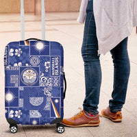 Marshall Islands Merry Christmas Luggage Cover Pacific Patchwork Xmas Vibes - Polynesian Pride