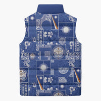 Marshall Islands Merry Christmas Sleeveless Puffer Jacket Pacific Patchwork Xmas Vibes - Polynesian Pride