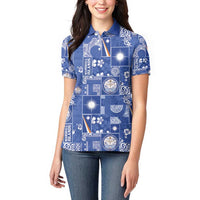 Marshall Islands Merry Christmas Women Polo Shirt Pacific Patchwork Xmas Vibes - Polynesian Pride