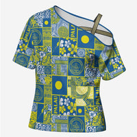 Palau Ungil Kurismas Cross Shoulder Shirt Pacific Patchwork Xmas Vibes - Polynesian Pride