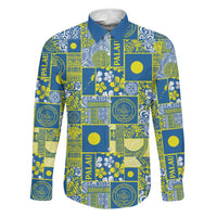 Palau Ungil Kurismas Family Matching Long Sleeve Bodycon Dress and Hawaiian Shirt Pacific Patchwork Xmas Vibes LT9 Dad's Shirt - Long Sleeve Green - Polynesian Pride