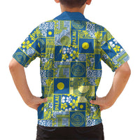 Palau Ungil Kurismas Family Matching Off Shoulder Short Dress and Hawaiian Shirt Pacific Patchwork Xmas Vibes - Polynesian Pride