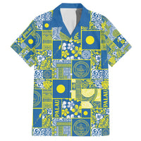 Palau Ungil Kurismas Family Matching Off Shoulder Short Dress and Hawaiian Shirt Pacific Patchwork Xmas Vibes - Polynesian Pride
