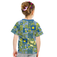 Palau Ungil Kurismas Kid T Shirt Pacific Patchwork Xmas Vibes - Polynesian Pride