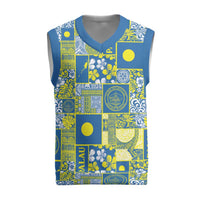 Palau Ungil Kurismas Christmas Knitted V-Neck Vest Pacific Patchwork Xmas Vibes - Polynesian Pride