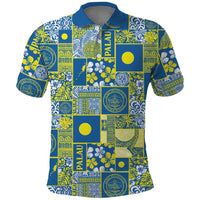 Palau Ungil Kurismas Polo Shirt Pacific Patchwork Xmas Vibes - Polynesian Pride