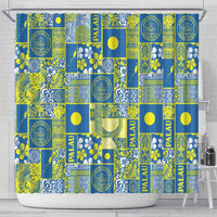 Palau Ungil Kurismas Shower Curtain Pacific Patchwork Xmas Vibes - Polynesian Pride