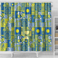 Palau Ungil Kurismas Shower Curtain Pacific Patchwork Xmas Vibes - Polynesian Pride