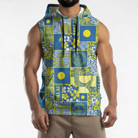 Palau Ungil Kurismas Sleeveless Hoodie Pacific Patchwork Xmas Vibes - Polynesian Pride