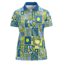 Palau Ungil Kurismas Women Polo Shirt Pacific Patchwork Xmas Vibes - Polynesian Pride