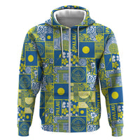 Palau Ungil Kurismas Zip Hoodie Pacific Patchwork Xmas Vibes - Polynesian Pride