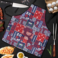 Red Samoa Manuia Le Kerisimasi Apron Pacific Patchwork Xmas Vibes - Polynesian Pride
