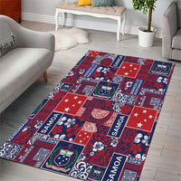 Red Samoa Manuia Le Kerisimasi Area Rug Pacific Patchwork Xmas Vibes - Polynesian Pride