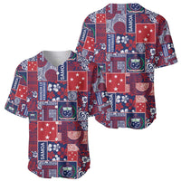 Red Samoa Manuia Le Kerisimasi Baseball Jersey Pacific Patchwork Xmas Vibes - Polynesian Pride
