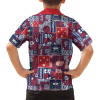 Red Samoa Manuia Le Kerisimasi Family Matching Long Sleeve Bodycon Dress and Hawaiian Shirt Pacific Patchwork Xmas Vibes - Polynesian Pride