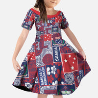 Red Samoa Manuia Le Kerisimasi Family Matching Long Sleeve Bodycon Dress and Hawaiian Shirt Pacific Patchwork Xmas Vibes - Polynesian Pride