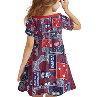 Red Samoa Manuia Le Kerisimasi Family Matching Long Sleeve Bodycon Dress and Hawaiian Shirt Pacific Patchwork Xmas Vibes - Polynesian Pride