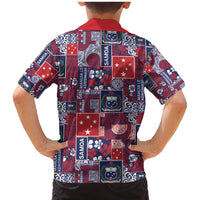 Red Samoa Manuia Le Kerisimasi Family Matching Mermaid Dress and Hawaiian Shirt Pacific Patchwork Xmas Vibes - Polynesian Pride