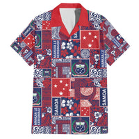 Red Samoa Manuia Le Kerisimasi Family Matching Off The Shoulder Long Sleeve Dress and Hawaiian Shirt Pacific Patchwork Xmas Vibes - Polynesian Pride