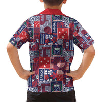 Red Samoa Manuia Le Kerisimasi Family Matching Off Shoulder Maxi Dress and Hawaiian Shirt Pacific Patchwork Xmas Vibes - Polynesian Pride
