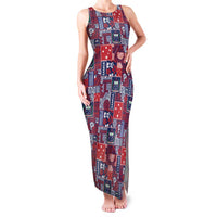 Red Samoa Manuia Le Kerisimasi Family Matching Tank Maxi Dress and Hawaiian Shirt Pacific Patchwork Xmas Vibes - Polynesian Pride