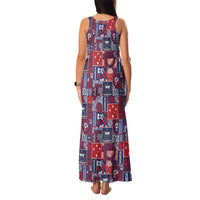 Red Samoa Manuia Le Kerisimasi Family Matching Tank Maxi Dress and Hawaiian Shirt Pacific Patchwork Xmas Vibes - Polynesian Pride