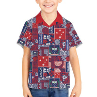 Red Samoa Manuia Le Kerisimasi Family Matching Tank Maxi Dress and Hawaiian Shirt Pacific Patchwork Xmas Vibes - Polynesian Pride